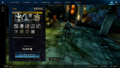 A screenshot from the game New World showing the new paladin skin bundle for Knight of Honor