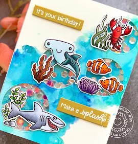 Sunny Studio Stamps: Summer Cards using Best Fishes & Fabulous Flamingos Stamps by Angelica Conrad and Mendi Yoshikawa