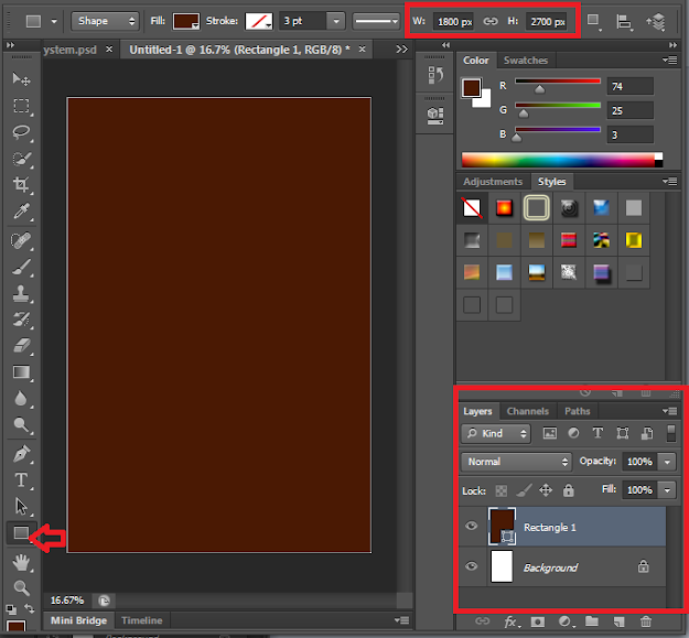 Screenshot: Draw your rectangle to cover the book canvas