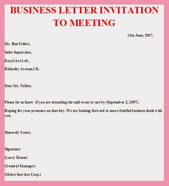 Contoh Invitation Formal Meeting - Syd Thomposon 2012