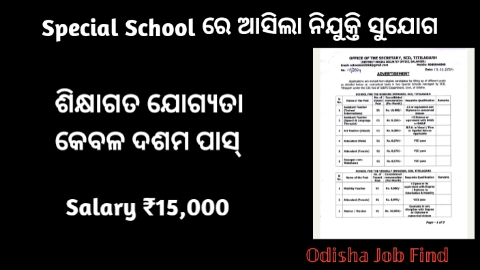 Odisha Special School Recruitment 2024| Apply for Teachers, Peon, attendant posts| 10th pass job in Odisha| Odisha Nijukti Khabar| Odisha Job Find 