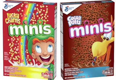 New Lucky Charms Minis and Cocoa Puff Minis boxes