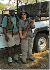 Marcia "borrowed" the rifle from one of our guides from the Linkwasha Camp