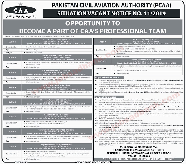 Civil Aviation Authority Jobs 2019 Apply Online HR / Medical Assistants & Others CAA Latest June/July 2019