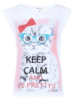 Camiseta Blanco kitty Keep Calm and be pretty