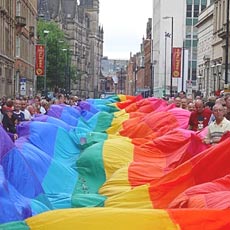 Rainbow flag in the streei