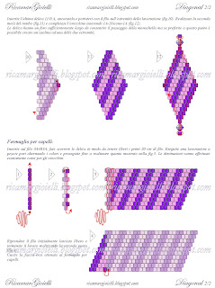 Tutorial per realizzare orecchini e fermaglio per capelli in peyote con disegno diagonale