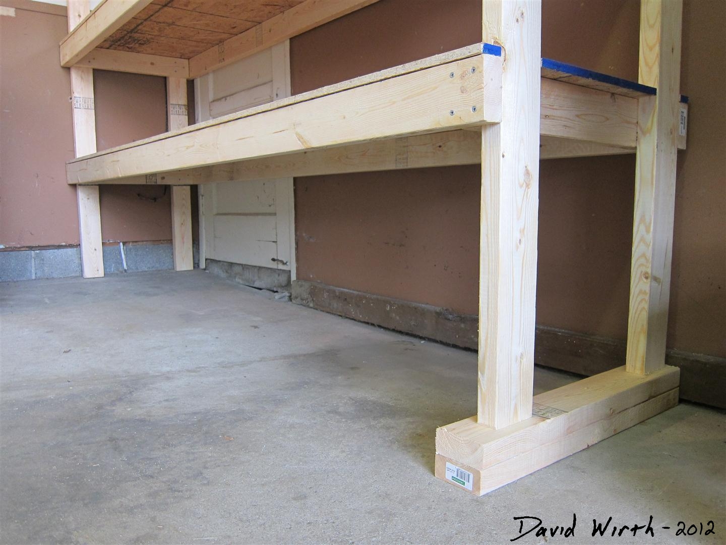 Diy Garage Shelves 2x4 Level 2x4 boards, wedge,