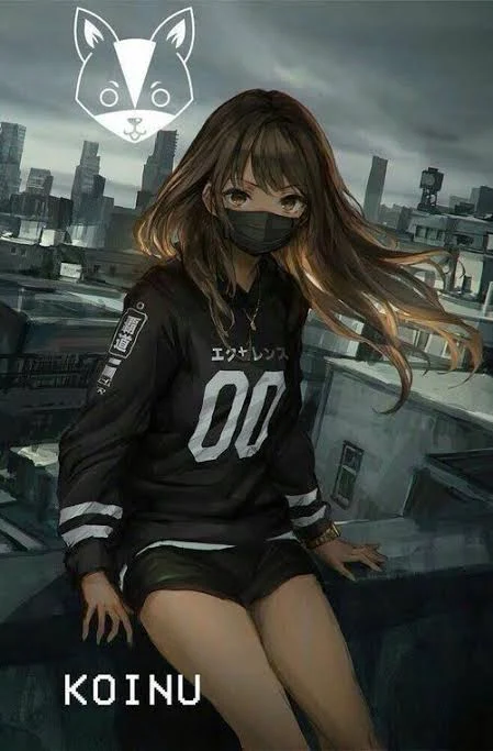 Anime bad girl with mask