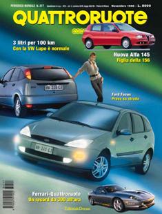 Quattroruote 517 - Novembre 1998 | ISSN 0035-5917 | TRUE PDF | Mensile | Motori | Prove su Strada | Automobili | Listino Prezzi
Quattroruote è una rivista mensile italiana di automobilismo, fondata dall'imprenditore marchigiano Gianni Mazzocchi nel febbraio 1956, con l'obiettivo di creare una rivista per il «guidatore medio», ben presto divenuta la più venduta in Italia nel suo genere. Negli anni ha esteso la sua diffusione, stringendo accordi con diverse testate internazionali, in nazioni quali Russia, Cina, Romania e nel 2007 in Inghilterra, inaugurando una partnership con Top Gear.