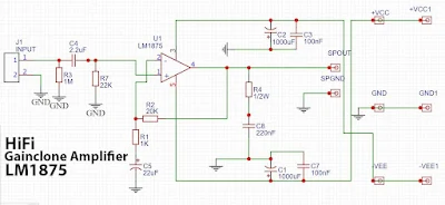 Schematic LM1875 Gainclone Amplifier