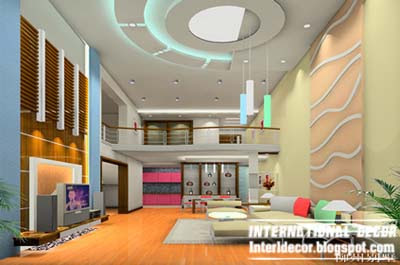 modern pop false ceiling interior for living room, pop false wall