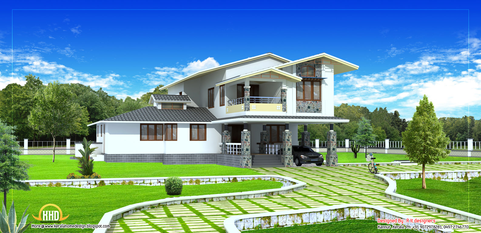  2  Story  house  plan  2490 Sq Ft Kerala  home  design and 