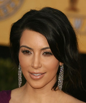 Kim Kardashian Beauty With Chandelier Earrings