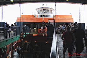 Disembarking the Andrew J. Barberi ferry at Staten Island NY.  Travel photography by Kent Johnson.