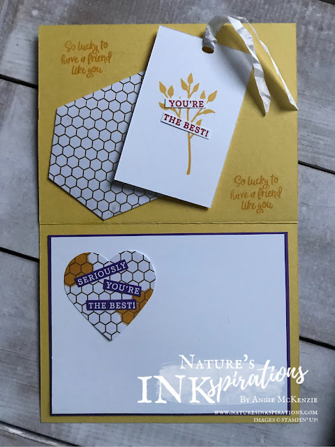 By Angie McKenzie for 3rd Thursdays Blog Hop; Click READ or VISIT to go to my blog for details! Featuring the 2020 SAB Golden Honey Specialty Designer Series Paper and the Heartfelt Bundle from the Stampin' Up! 2020 January - June Mini Catalog; #stampinup #sweettreats  #naturesinkspirations #pocketdies #heartfeltbundle #fromtheheartfacetedgems #heatembossing #goldenhoneyspecialtydsp #fussycutting #burtsbees #cardtechniques #giftideas