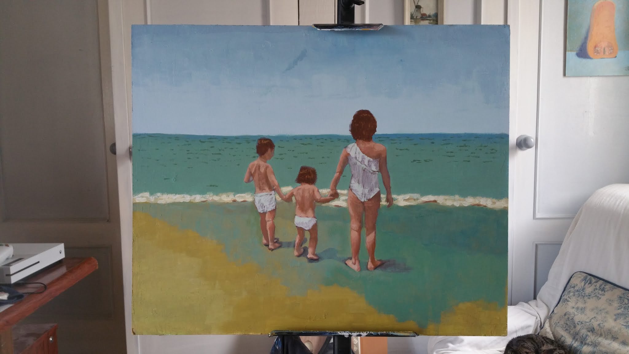 three children on the beach