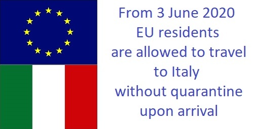 Travel restrictions to Italy for EU residents lifted as of 3 june 2020