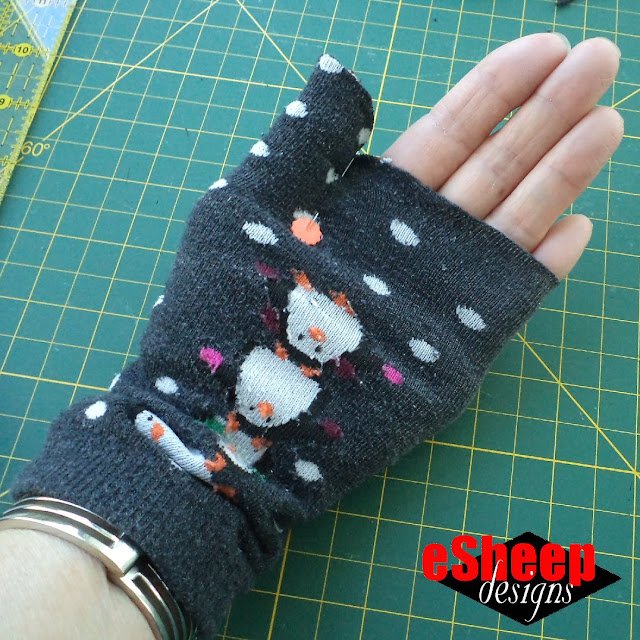 Socks remade into hand warmers by eSheep Designs