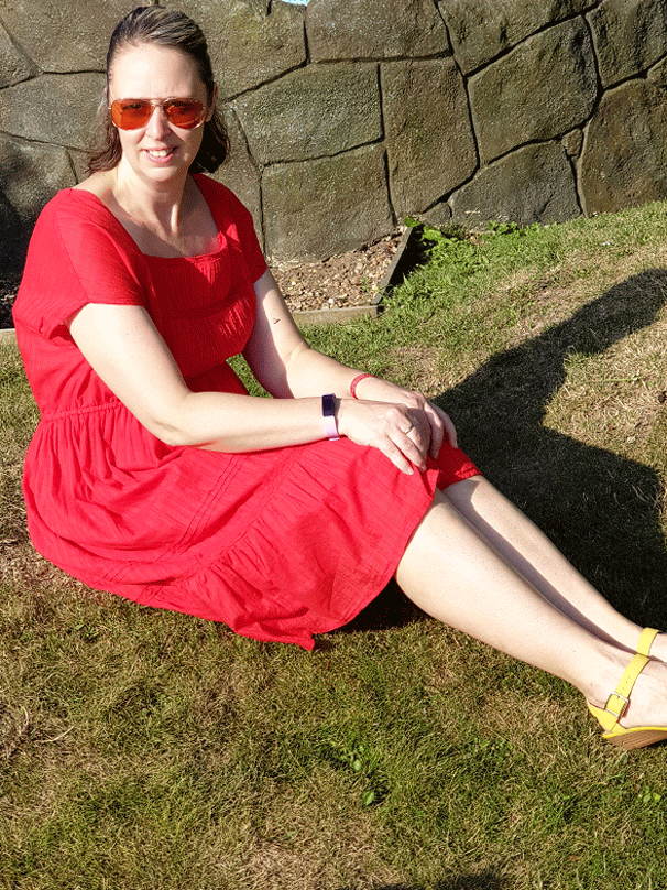 Lady In Red: Red Summer Dress With Yellow Sandals