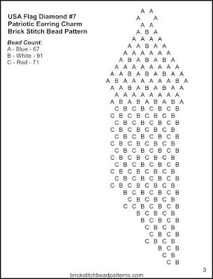 Free brick stitch seed bead earring pattern letter chart.