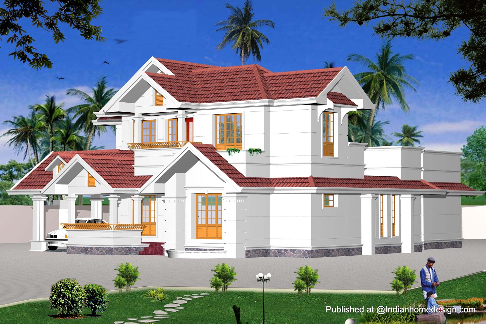 Indian Model House Plans Exterior Views   Home Design Inspiration