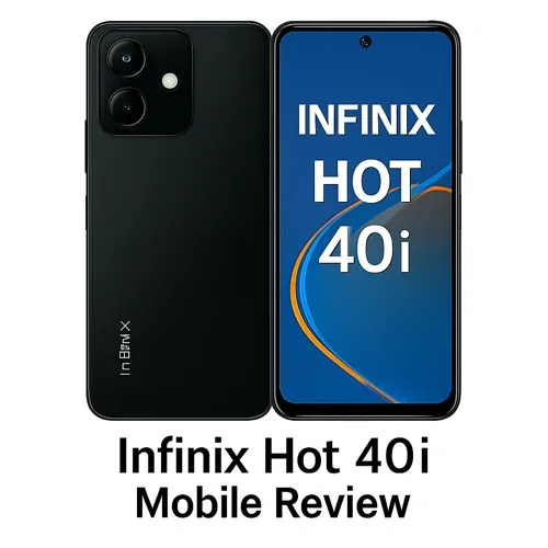 Front and back view of Infinix Hot 30 Pro smartphone with product name and 'Mobile Review' text on a clean white background.