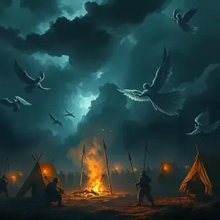A miraculous wind sent by Allah disperses the confederate army during the Battle of the Trench.