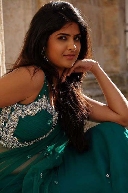 dActress Deeksha Seth in Hot Spicy Green Saree Wallpapers