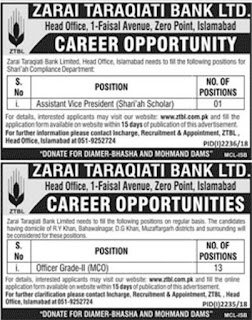 ZTBL Bank Jobs 2018