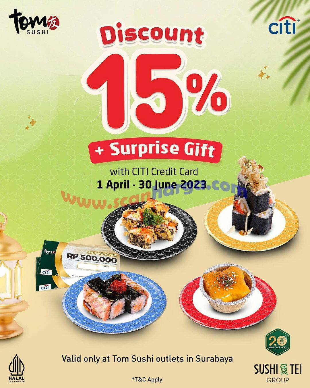 Promo TOM SUSHI Diskon 15% dengan Kartu Kredit CITIBANK