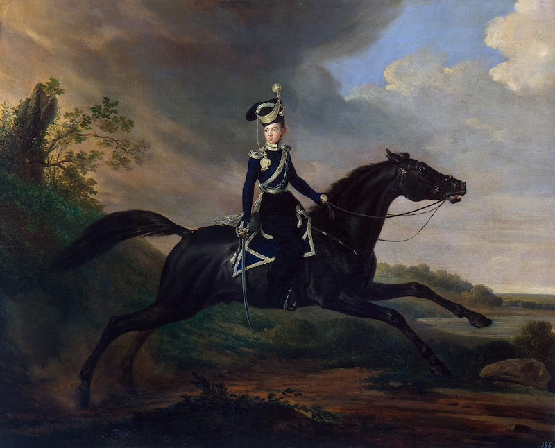 Equestrian Portrait of Grand Prince Alexander Nikolayevich by Franz Kruger - History, Portrait Paintings from Hermitage Museum