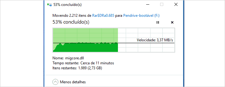 Barra de progesso - Copiando arquivos do Windows para pendrive