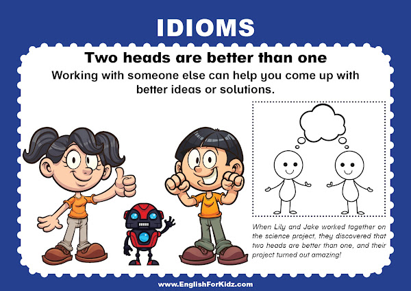 Illustrated English idiom - two heads are better than one