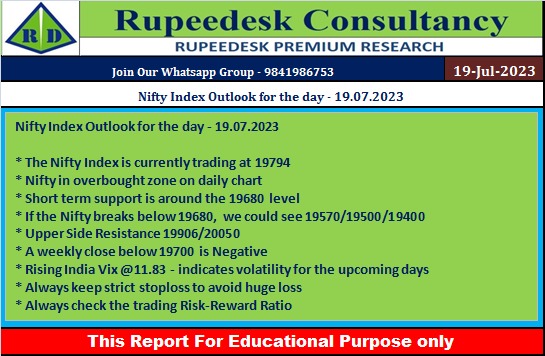 Nifty Index Outlook for the day - 19.07.2023