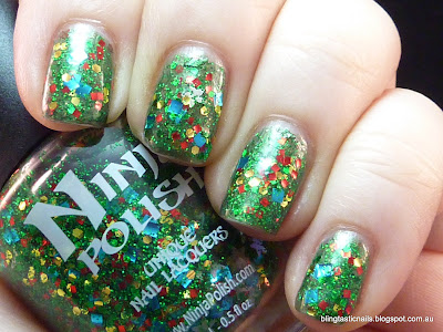 Pretty & Polished Xmas Wreath and Ninja Polish No Peeking!