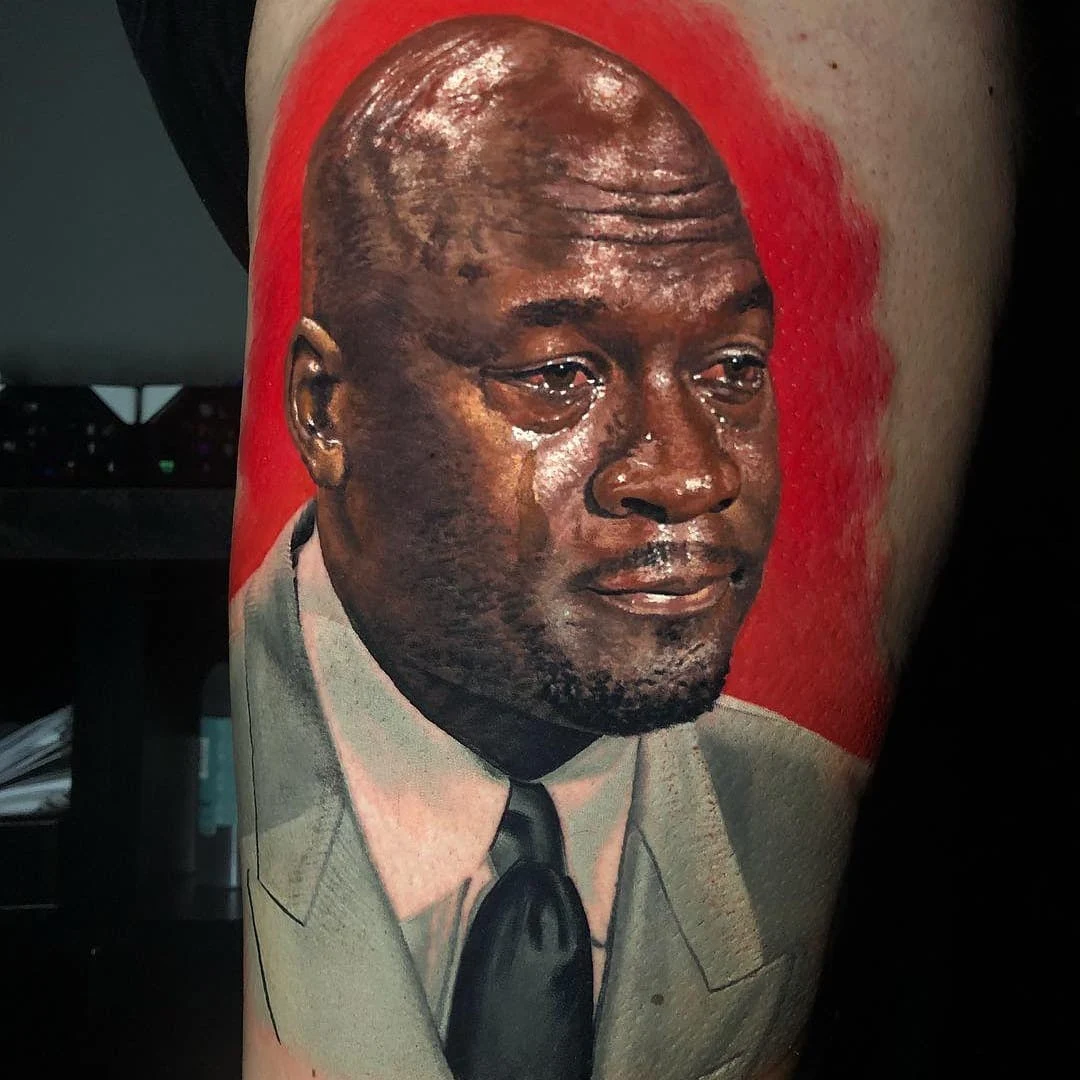 Tatuaje de hombre llorando por Steve Butcher #SteveButcher