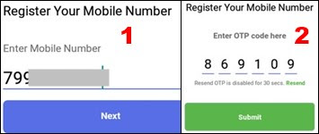 1st enter mobile no 2 enter otp