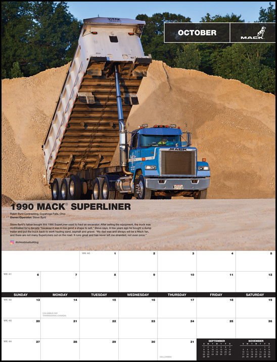 Mack Trucks launched its 2020 Mack Calendar Contest, which runs from April 2 to May 31, 2019. Six lucky owners of Mack® trucks will be chosen by Mack’s fans and followers to appear in next year's Mack Calendar.