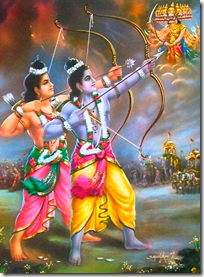 [Rama and Lakshmana fighting]