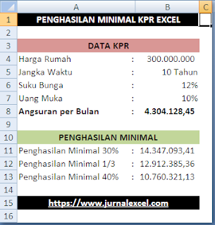 Menghitung penghasilan minimal untuk KPR dalam Excel