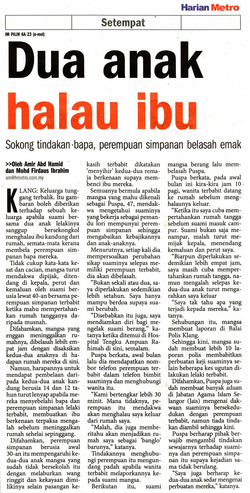 Konflik Keluarga Di Malaysia Surat Khabr