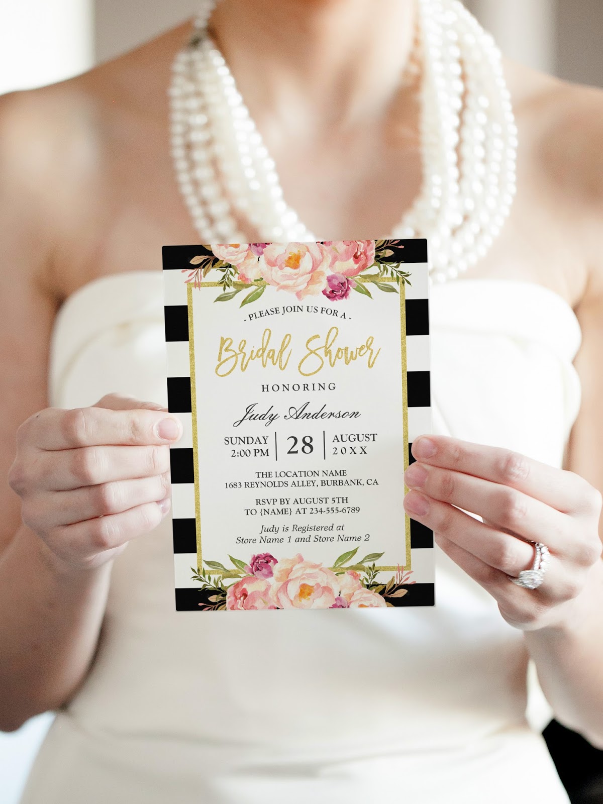 24 Black and White Bridal Shower Invitations