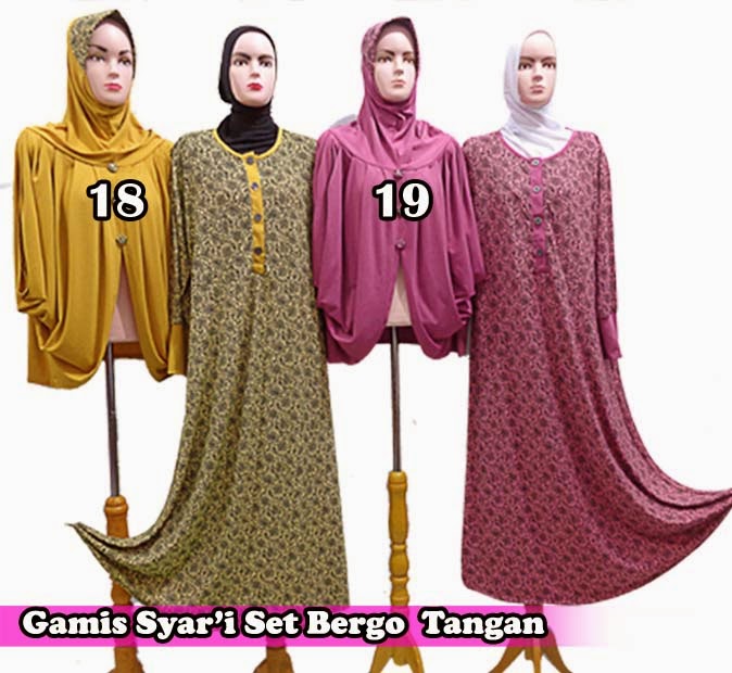 Gamis syar'i set bergo tangan kalong