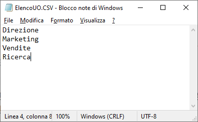 File di testo con elenco UO