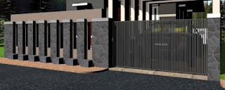 desain pagar rumah minimalis dengan batu alam
