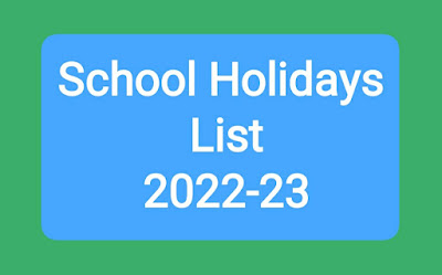 School Holidays List 2022-23
