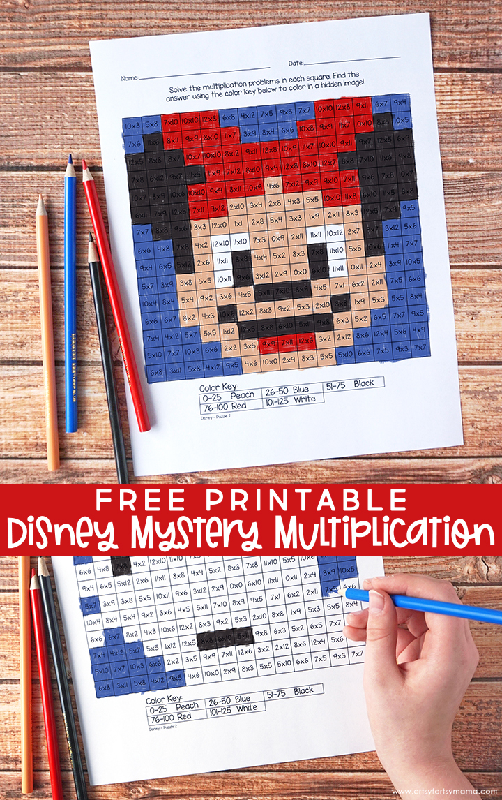 Free Printable Disney Mystery Multiplication Worksheets