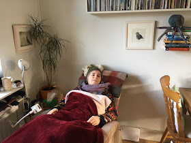 ME Advocates Ireland (MEAI) member Corina Duyn recovering in recliner