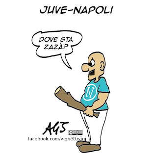 Juventus - Napoli, calcio, sport, scudetto, zaza, umorismo vignetta